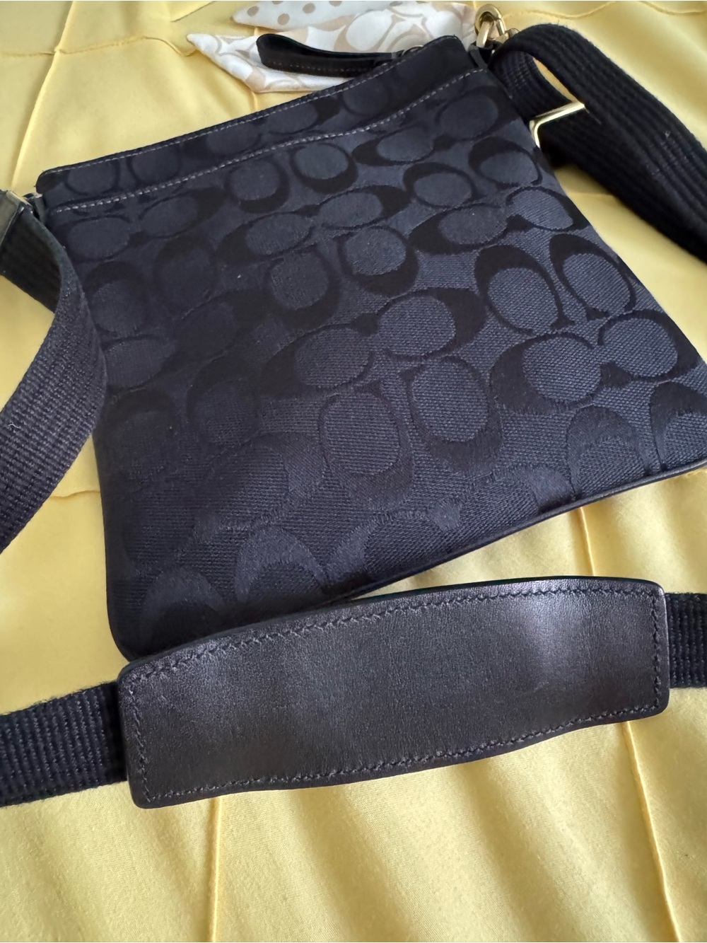 Coach Black Monogram Crossbody Bag with Cream Logo Scarf Accent - Picture 4 of 10